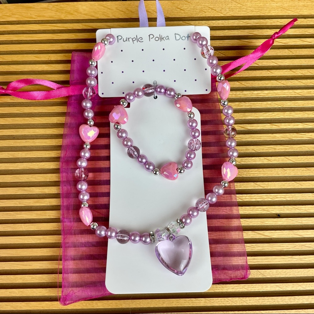 🏷 EDM FESTIVAL RAVE Plastic Bead Rhinestone Heart Choker Necklace Bracelet Set